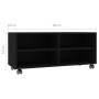 Mueble de TV con ruedas madera contrachapada negro 90x35x35 cm