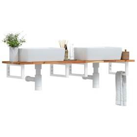 Wall-mounted sink shelf made of steel and solid acacia wood by , bathroom vanities - Ref: Foro24-3302732, Price: 108,99 €, Di...