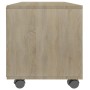 Mueble de TV ruedas madera contrachapada color roble 90x35x35cm