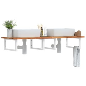 Wall-mounted sink shelf made of steel and solid acacia wood by , bathroom vanities - Ref: Foro24-3302836, Price: 107,99 €, Di...