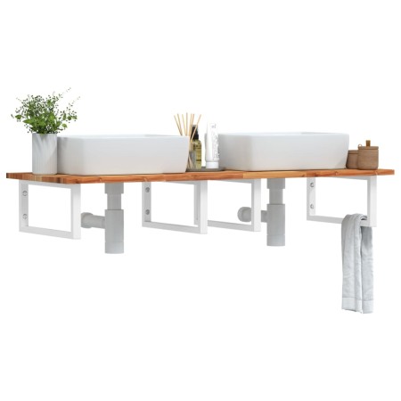 Wall-mounted sink shelf made of steel and solid acacia wood by , bathroom vanities - Ref: Foro24-3302836, Price: 117,87 €, Di...