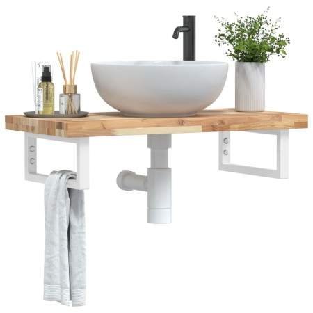 Estante de lavabo de pared acero y madera maciza de acacia de , Tocadores de baño - Ref: Foro24-3302696, Precio: 100,42 €, De...