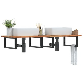 Wall-mounted sink shelf made of steel and solid acacia wood by , bathroom vanities - Ref: Foro24-3302841, Price: 136,35 €, Di...