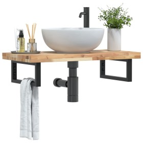 Wall-mounted sink shelf made of steel and solid acacia wood by , bathroom vanities - Ref: Foro24-3302689, Price: 76,07 €, Dis...