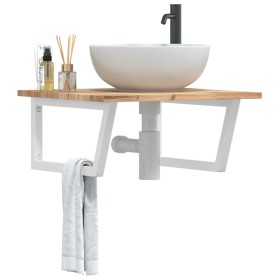 Wall-mounted sink shelf made of steel and solid acacia wood by , bathroom vanities - Ref: Foro24-3302874, Price: 70,99 €, Dis...