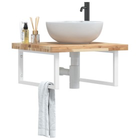 Wall-mounted sink shelf made of steel and solid acacia wood by , bathroom vanities - Ref: Foro24-3302876, Price: 91,99 €, Dis...