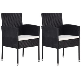 Garden chairs with cream cushions 2 units black synthetic rattan by , Garden chairs - Ref: Foro24-318704, Price: 97,99 €, Dis...