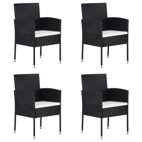 Garden chairs with cream cushions, 4 units, black synthetic rattan by , Garden chairs - Ref: Foro24-318727, Price: 237,62 €, ...