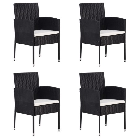 Garden chairs with cream cushions, 4 units, black synthetic rattan by , Garden chairs - Ref: Foro24-318727, Price: 237,62 €, ...