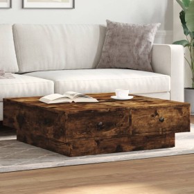 Mesa de centro madera de ingeniería roble ahumado 90x90x28 cm de , Mesas de centro - Ref: Foro24-848091, Precio: 125,99 €, De...