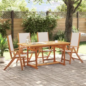 Juego comedor de jardín 5 pzas madera maciza acacia y textileno de , Conjuntos de jardín - Ref: Foro24-3279296, Precio: 497,8...