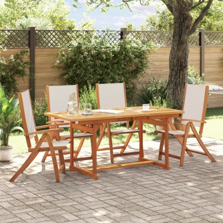 Garden dining set 5 pieces solid acacia wood and textilene by , Garden sets - Ref: Foro24-3279296, Price: 498,99 €, Discount: %