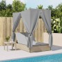 Double sun lounger with roof and beige synthetic rattan curtains by , Loungers - Ref: Foro24-368075, Price: 337,21 €, Discoun...