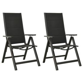 Folding garden chairs 2 pcs black aluminum textilene by vidaXL, Garden chairs - Ref: Foro24-312189, Price: 168,18 €, Discount: %