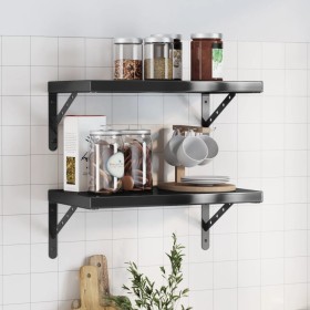 Wall shelves 2 units stainless steel black 50x30x3 cm by , Shelves and shelves - Ref: Foro24-30294, Price: 45,74 €, Discount: %