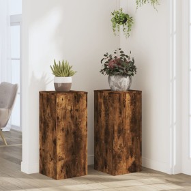 Soportes de plantas 2 uds madera roble ahumado 30x30x70 cm de , Soportes para macetas - Ref: Foro24-852928, Precio: 73,99 €, ...