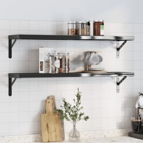 Wall shelves 2 units stainless steel black 100x23.5x3 cm by , Shelves and shelves - Ref: Foro24-30289, Price: 46,23 €, Discou...