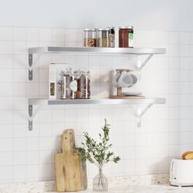 Wall shelves 2 units stainless steel silver 75x30x3 cm by , Shelves and shelves - Ref: Foro24-30282, Price: 43,75 €, Discount: %