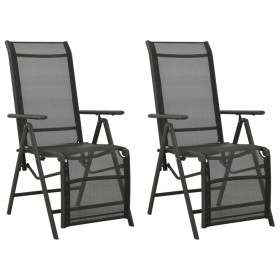 Reclining garden chair 2 pcs black aluminum textilene by vidaXL, Garden chairs - Ref: Foro24-312195, Price: 156,59 €, Discoun...