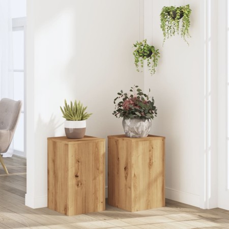 Soportes de plantas 2 uds madera roble artisian 30x30x50 cm de , Soportes para macetas - Ref: Foro24-852923, Precio: 62,75 €,...