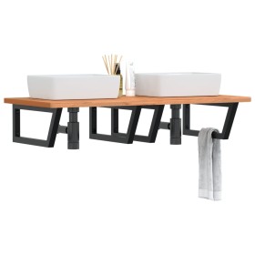 Wall-mounted sink shelf made of steel and solid beech wood by , bathroom vanities - Ref: Foro24-3302455, Price: 146,99 €, Dis...