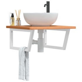 Estante de lavabo de pared de acero y madera maciza de haya de , Tocadores de baño - Ref: Foro24-3302510, Precio: 87,99 €, De...