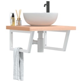 Estante de lavabo de pared de acero y madera maciza de haya de , Tocadores de baño - Ref: Foro24-3302506, Precio: 97,99 €, De...