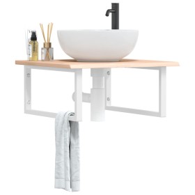 Wall-mounted steel and solid oak wood sink shelf by , bathroom vanities - Ref: Foro24-3302628, Price: 77,17 €, Discount: %