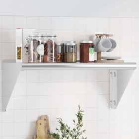 Stainless steel silver wall shelf 75x30x31 cm by , Shelves and shelves - Ref: Foro24-30275, Price: 49,99 €, Discount: %