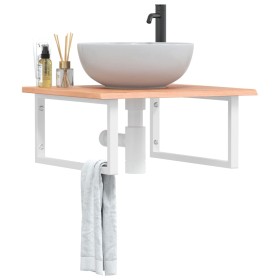 Wall-mounted steel and solid oak wood sink shelf by , bathroom vanities - Ref: Foro24-3302640, Price: 81,61 €, Discount: %