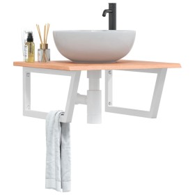 Wall-mounted steel and solid oak wood sink shelf by , bathroom vanities - Ref: Foro24-3302642, Price: 81,18 €, Discount: %