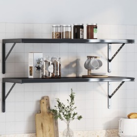 Set of 4 black stainless steel shelf brackets 40x2.5x25 cm by , Shelves and shelves - Ref: Foro24-30305, Price: 27,13 €, Disc...