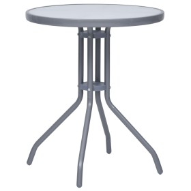 Mesa de jardín de acero y vidrio gris claro 60 cm de vidaXL, Mesas de jardín - Ref: Foro24-312213, Precio: 58,99 €, Descuento: %