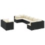 Gartensofa-Set mit 9-teiligen Kissen aus schwarzem Kunststoff-Rattan. von , Gartensets - Ref: Foro24-3308296, Preis: 571,62 €...