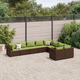 Gartensofagarnitur 9-teilig mit braunen Kissen aus synthetischem Rattan. von , Gartensets - Ref: Foro24-3308318, Preis: 674,5...