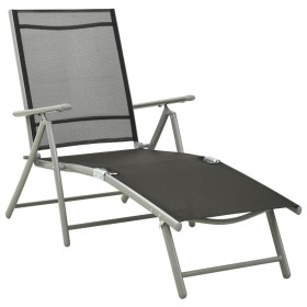 Black and silver textilene and aluminum folding lounger by vidaXL, Loungers - Ref: Foro24-312191, Price: 93,15 €, Discount: %