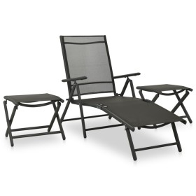 Set de muebles de jardín 3 piezas textilene aluminio negro de vidaXL, Conjuntos de jardín - Ref: Foro24-312198, Precio: 90,36...