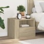 Wall-mounted bedside table in smoked oak color, measuring 45x30x35 cm. by , Nightstands - Ref: Foro24-848315, Price: 53,99 €,...