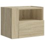 Wall-mounted bedside table in smoked oak color, measuring 45x30x35 cm. by , Nightstands - Ref: Foro24-848315, Price: 53,99 €,...