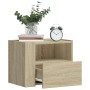 Wall-mounted bedside table in smoked oak color, measuring 45x30x35 cm. by , Nightstands - Ref: Foro24-848315, Price: 53,99 €,...