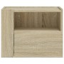 Wall-mounted bedside table in smoked oak color, measuring 45x30x35 cm. by , Nightstands - Ref: Foro24-848315, Price: 53,99 €,...