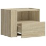 Wall-mounted bedside table in smoked oak color, measuring 45x30x35 cm. by , Nightstands - Ref: Foro24-848315, Price: 53,99 €,...