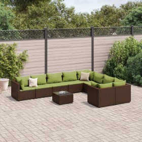 Gartensofa-Set, 10-teilig, mit braunen Kissen aus synthetischem Rattan. von , Gartensets - Ref: Foro24-3308326, Preis: 707,99...