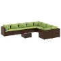 Gartensofa-Set, 10-teilig, mit braunen Kissen aus synthetischem Rattan. von , Gartensets - Ref: Foro24-3308326, Preis: 710,35...