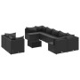 Set of garden sofas and cushions 10 pieces synthetic black rattan by , Garden sets - Ref: Foro24-3308307, Price: 732,34 €, Di...