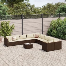 Gartensofa-Set, 11-teilig, mit braunen Kissen und synthetischem Rattan. von , Gartensets - Ref: Foro24-3308353, Preis: 681,86...