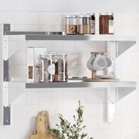 Stainless steel silver wall shelf 75x30x60 cm by , Shelves and shelves - Ref: Foro24-30313, Price: 53,11 €, Discount: %