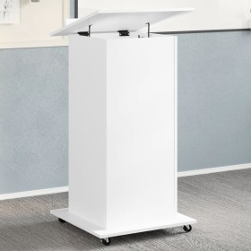 Engineered wood white lectern with wheels and drawer 55x55x107 cm by , Desks - Ref: Foro24-848024, Price: 134,37 €, Discount: %