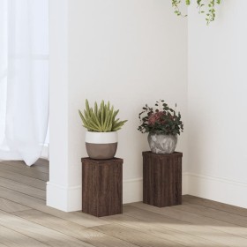 Soportes de plantas 2 uds madera marrón roble 10x10x18 cm de , Soportes para macetas - Ref: Foro24-852885, Precio: 21,99 €, D...