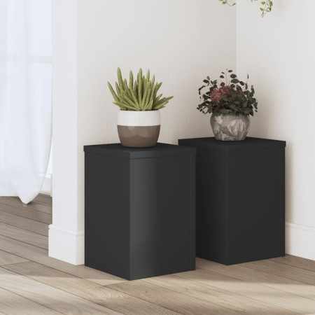 Soportes de plantas 2 uds madera ingeniería negro 20x20x30 cm de , Soportes para macetas - Ref: Foro24-852898, Precio: 37,36 ...